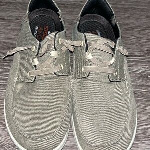 Skechers Men's Relaxed Memory Foam Slip-On Shoes, Gray & Brown  Size 8